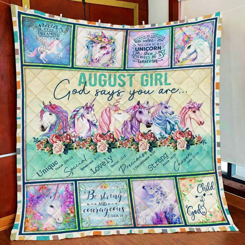 Fleece Blanket August Girl God Says You Are Unicorn Gift Fleece Blanket Print 3D, Unisex, Kid, Adult - Love Mine Gifts