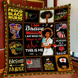 Proud Black Nurse Gift Fleece Blanket