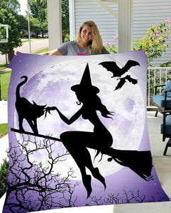 Witch Violet Moon Halloween Gift Fleece Blanket