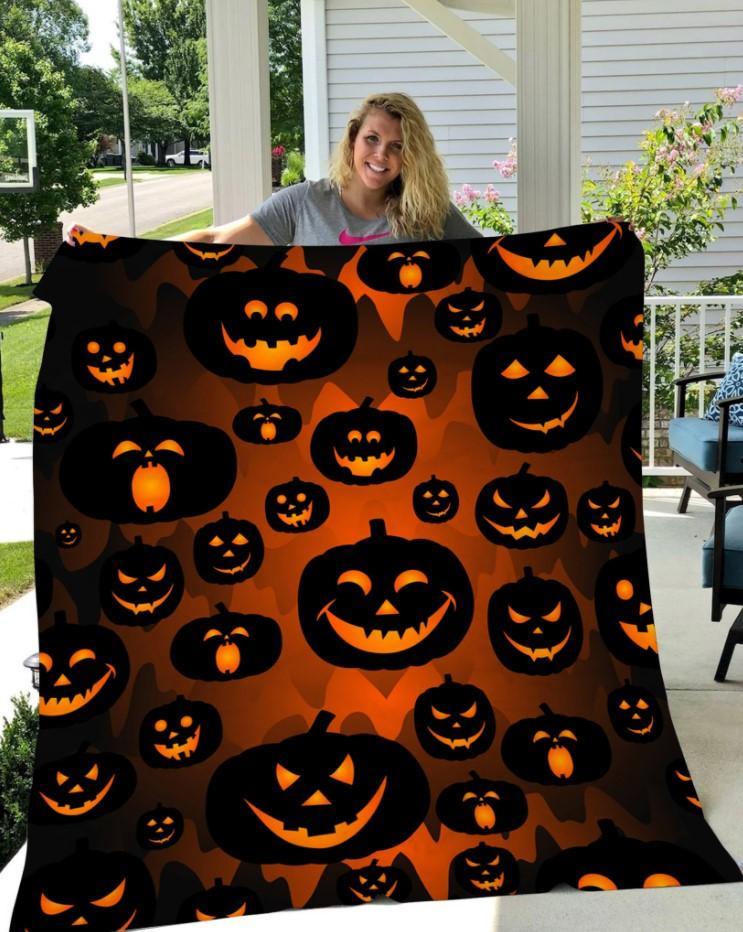 Pumpkin Scare Halloween Gift Fleece Blanket