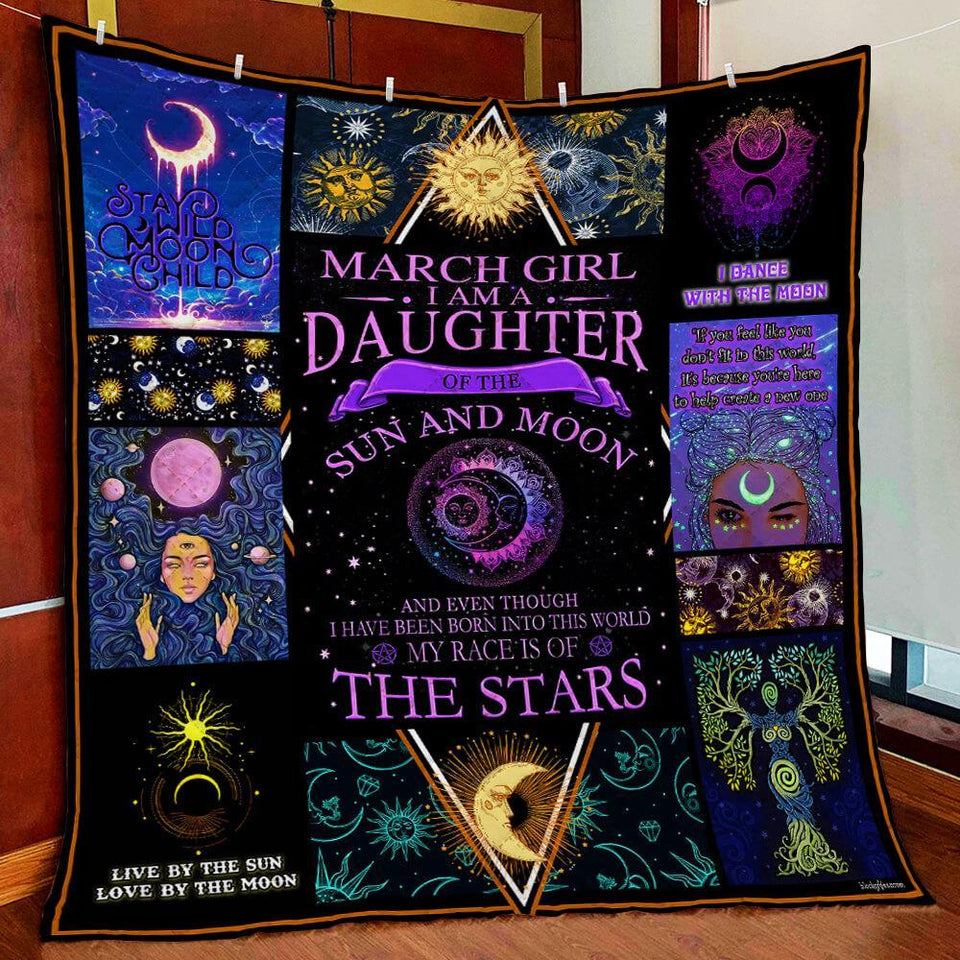 March Girl Daughter Of The Sun And Moon Gift Fleece Blanket