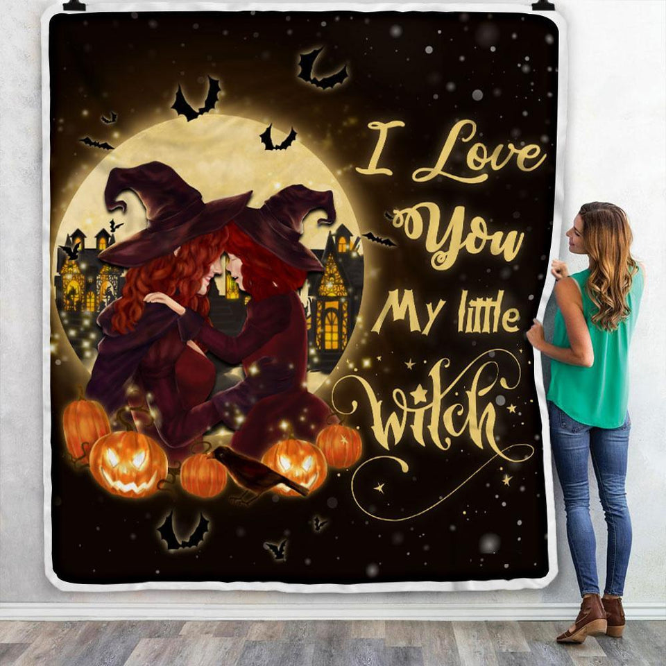 To My Daughter I Love You My Little Witch Pumpkin Halloween Fleece Blanket