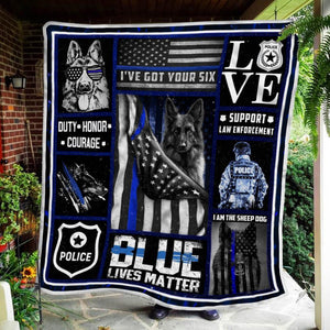 Police Dog Blue Lives Matter Gift Fleece Blanket