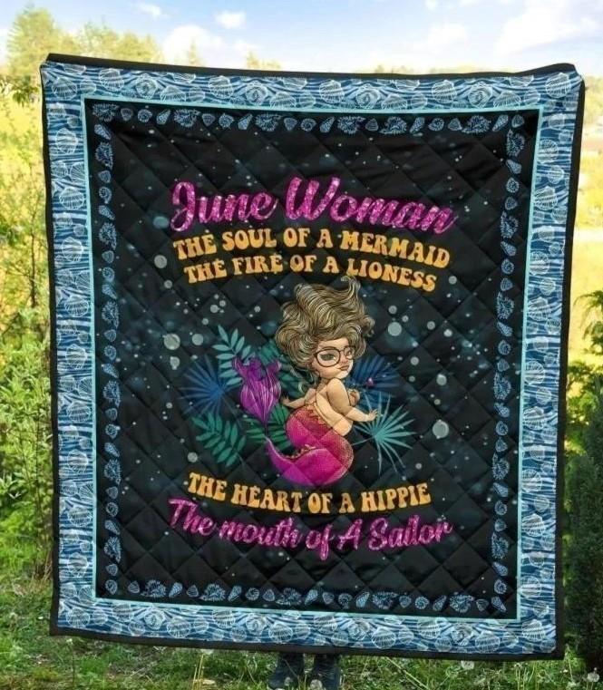 Fleece Blanket Chubby June Woman Soul Of A Mermaid Gift Fleece Blanket Print 3D, Unisex, Kid, Adult - Love Mine Gifts