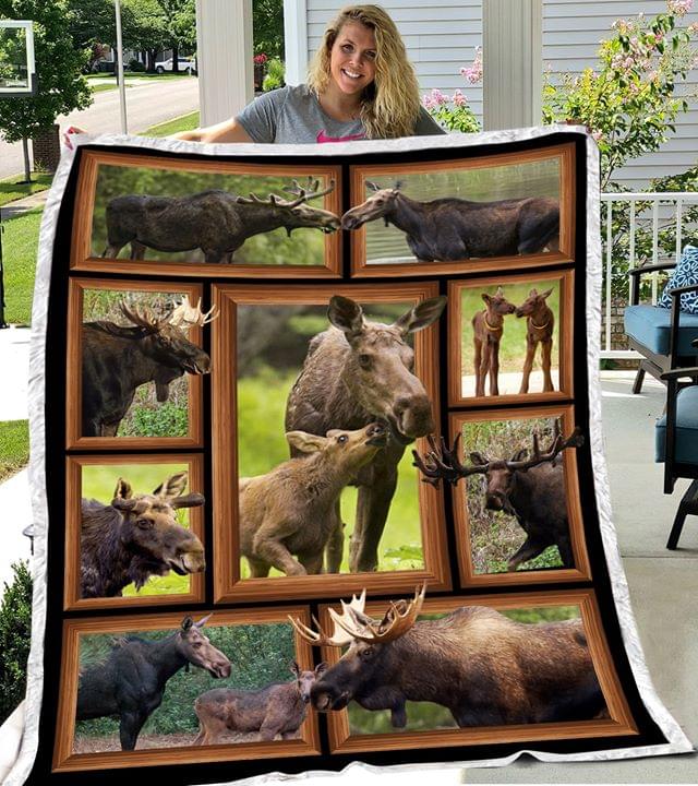 Fleece Blanket Moose Cute Theme Fleece Blanket Print 3D, Unisex, Kid, Adult - Love Mine Gifts
