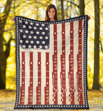 Fleece Blanket American Flag Patriotic Flute Personalized Custom Name Date Fleece Blanket Print 3D, Unisex, Kid, Adult - Love Mine Gifts