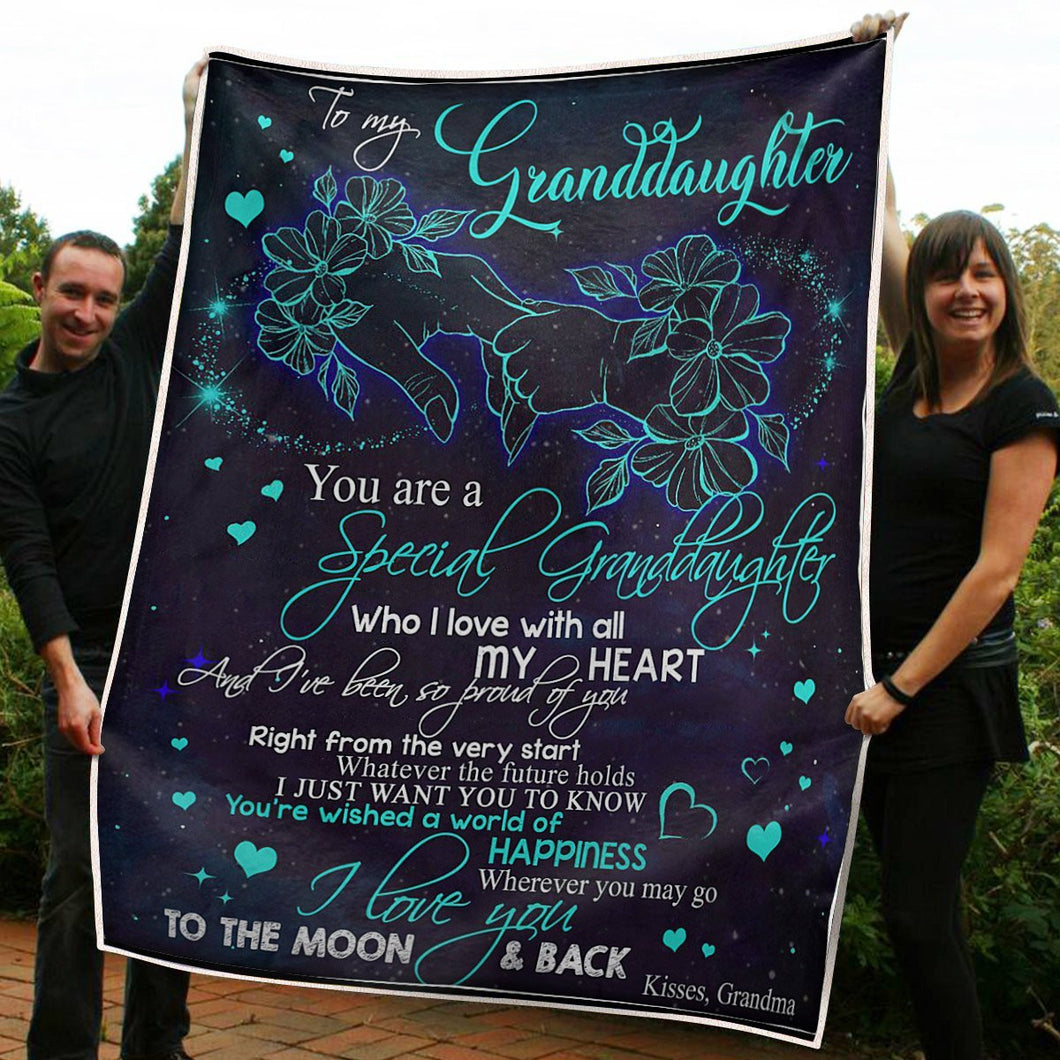 To My Granddaughter Tiny Hand I Love You To The Moon And Back Gift From Grandma Fleece Blanket