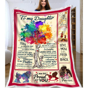 To My Daughter I Am So Proud Of You You Are My Sunshine Fleece Blanket