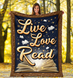 Fleece Blanket Live Love Read For Book Lovers Fleece Blanket Print 3D, Unisex, Kid, Adult - Love Mine Gifts