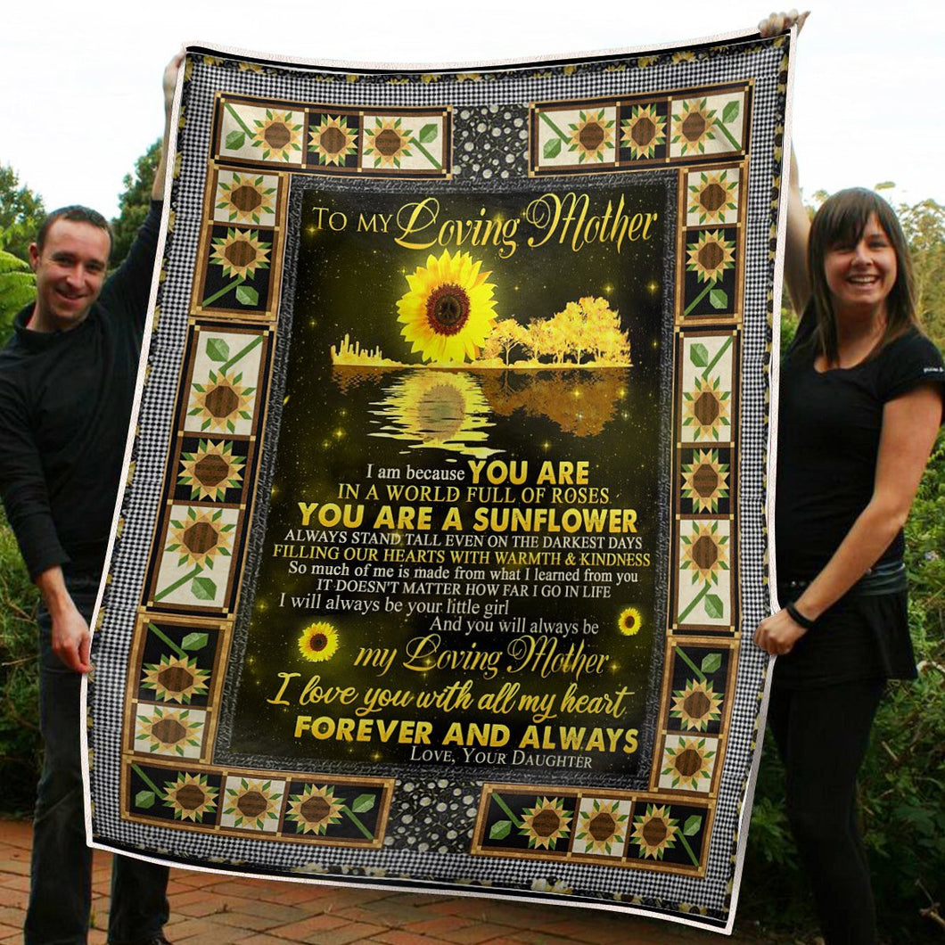To My Mom Night You Are A Sunflower Gift From Daughter Fleece Blanket