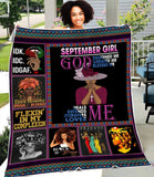 Fleece Blanket September Girl God Designed Me Created Me Blesses Me Fleece Blanket Print 3D, Unisex, Kid, Adult - Love Mine Gifts