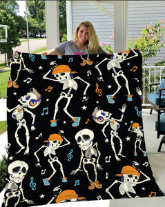 Skeleton Dancing Halloween Gift Fleece Blanket