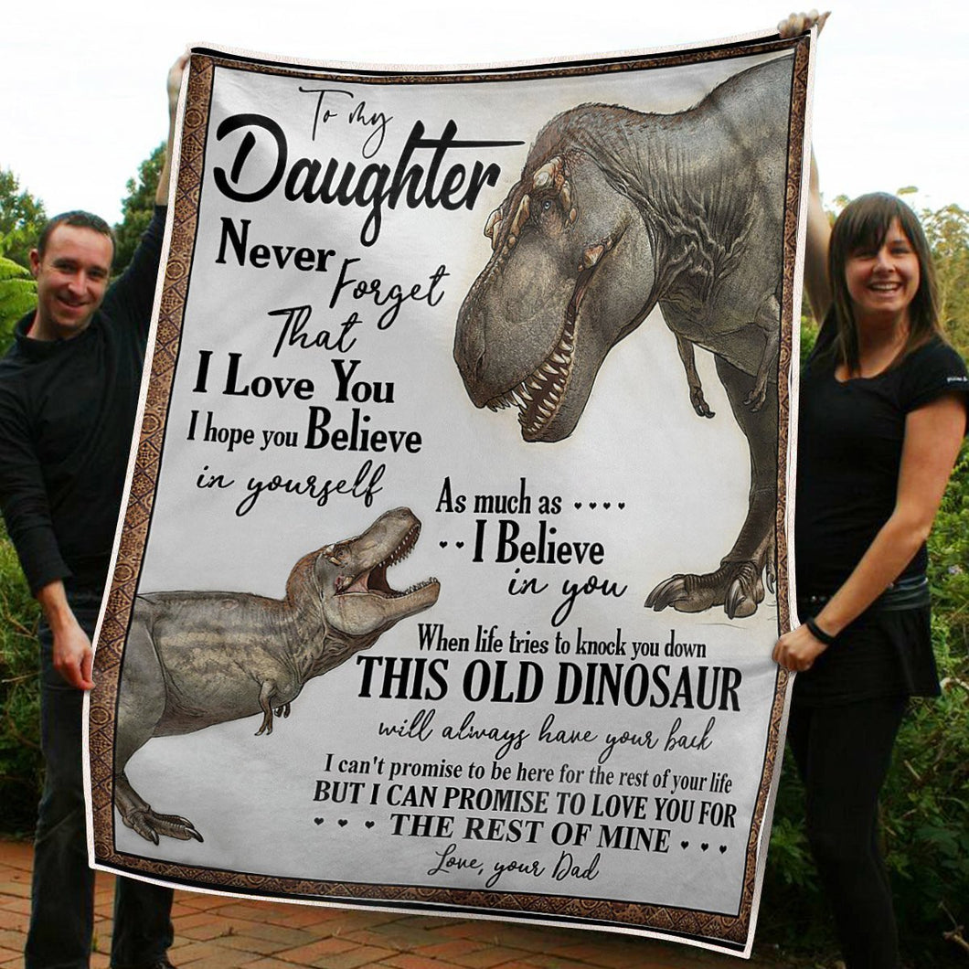 To My Daughter Dinosaurs Always Have Your Back Gift From Dad Fleece Blanket