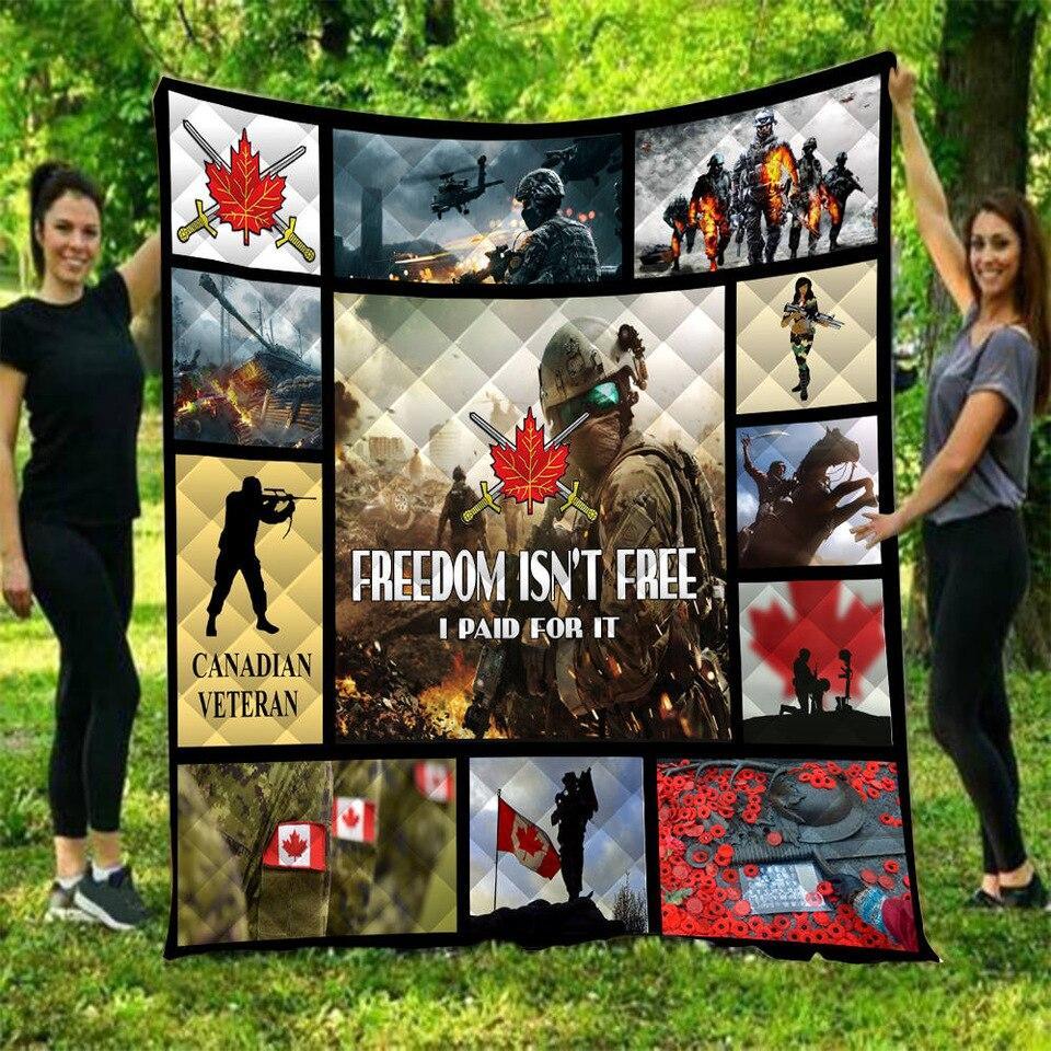 Fleece Blanket Freedom Isn't Free I Paid For It Canadian Veteran Fleece Blanket Print 3D, Unisex, Kid, Adult - Love Mine Gifts