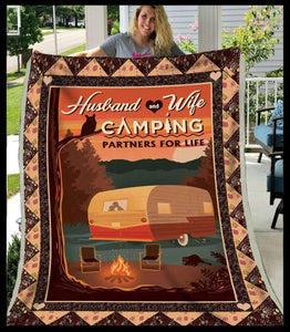 Fleece Blanket Husband And Wife Camping Partners For Life Fleece Blanket Print 3D, Unisex, Kid, Adult - Love Mine Gifts