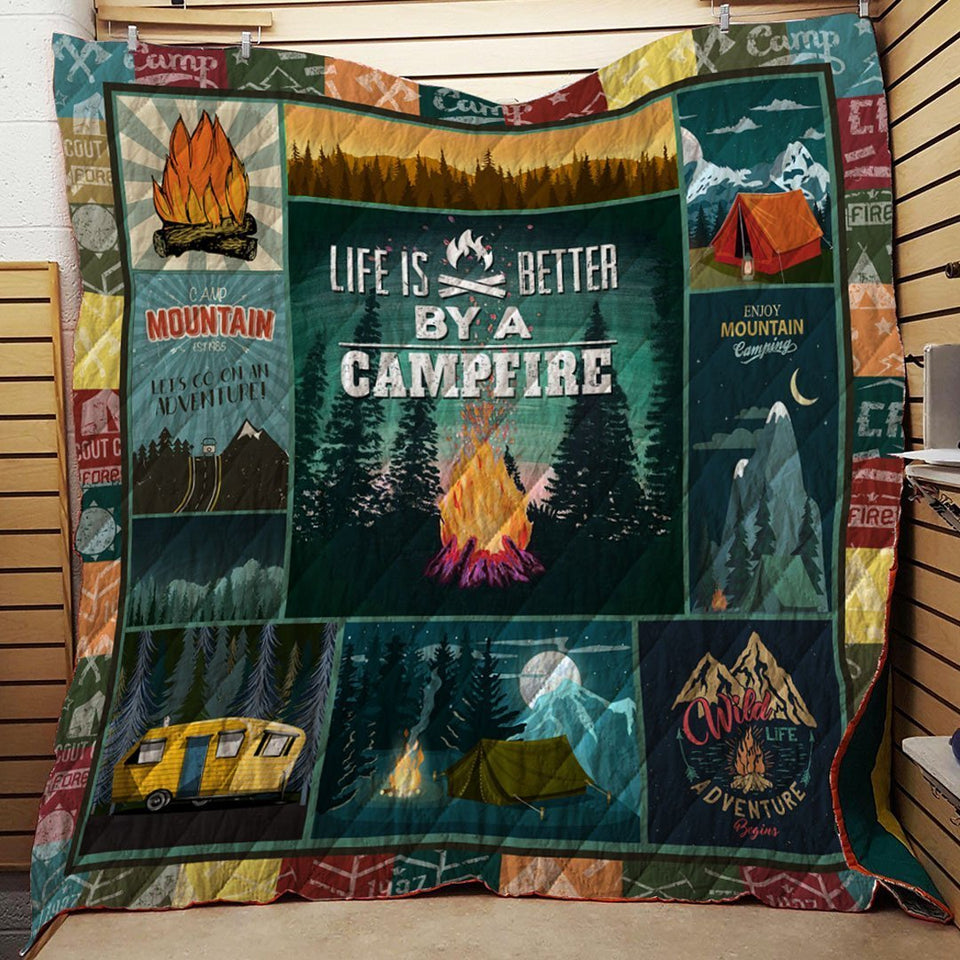 Fleece Blanket Life Is Better By A Campfire Camping Fleece Blanket Print 3D, Unisex, Kid, Adult - Love Mine Gifts
