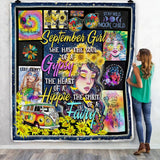 Fleece Blanket September Girl She Has The Soul Of A Gypsy The Heart Of A Hippie Fleece Blanket Print 3D, Unisex, Kid, Adult - Love Mine Gifts