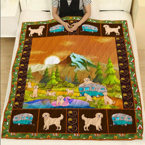 Fleece Blanket Camping Labrador Dog Lovers Fleece Blanket Print 3D, Unisex, Kid, Adult - Love Mine Gifts