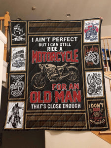 Motorcycle An Old Man Close Enough Fleece Blanket