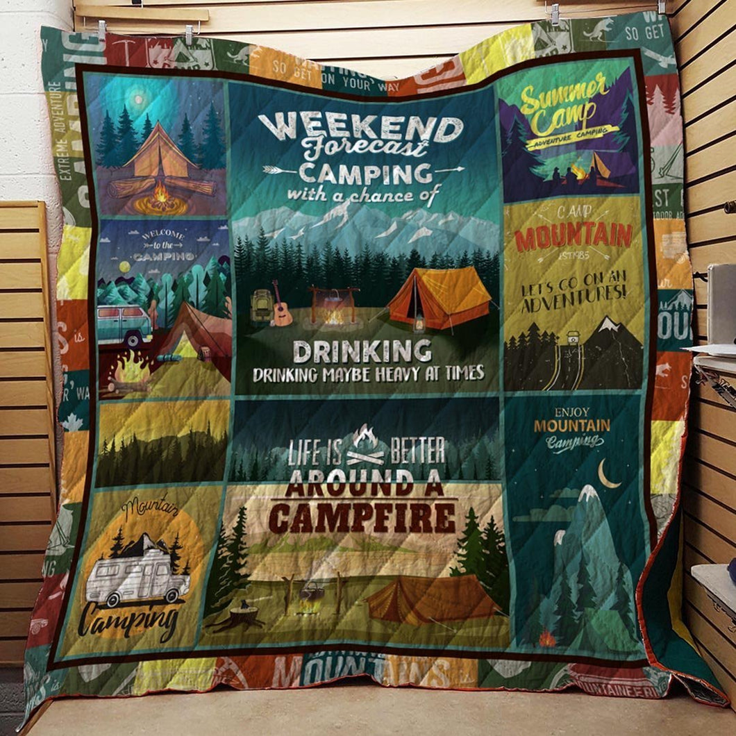 Fleece Blanket Weekend Forecast Drinking Chance Camping Fleece Blanket Print 3D, Unisex, Kid, Adult - Love Mine Gifts