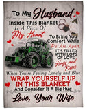 To My Husband Farmer Fleece Blanket
