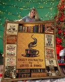 Fleece Blanket Easily Distracted By Coffee And Books Fleece Blanket Print 3D, Unisex, Kid, Adult - Love Mine Gifts