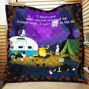 Fleece Blanket Camping With Colli Dog Fleece Blanket Print 3D, Unisex, Kid, Adult - Love Mine Gifts