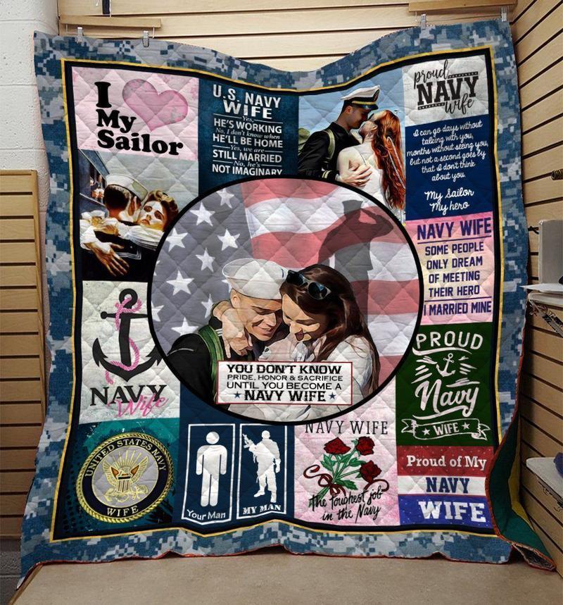 Proud Of Navy Wife Fleece Blanket