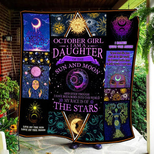 October Girl I Am A Daughter Of The Sun And Moon Fleece Blanket