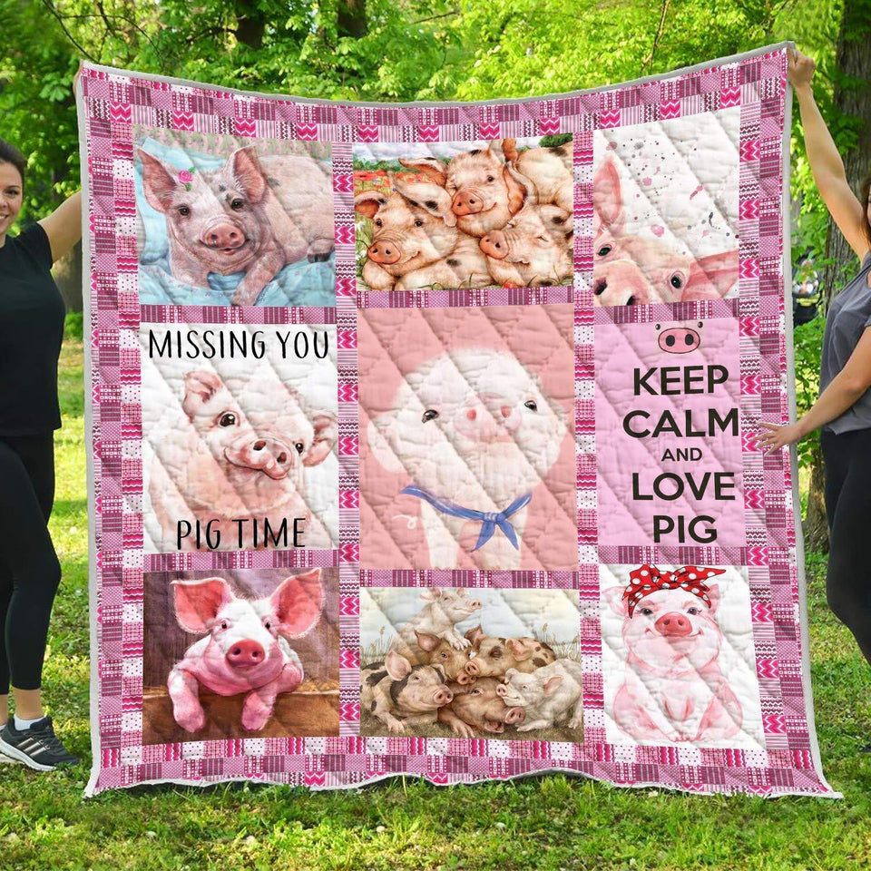 Keep Calm And Love Pig Fleece Blanket