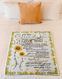 Sunflower You Are My Sunshine To My Grandson Never Forget That I Love You Kisses Grandma Fleece Blanket