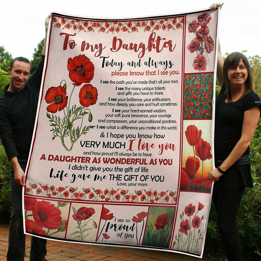 To My Daughter Tulip The Gift Of You Gift From Mom Fleece Blanket