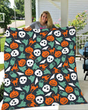 Skull Pumpkin Halloween Gift Fleece Blanket