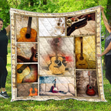 Fleece Blanket Guitar Vintage Gift Fleece Blanket Print 3D, Unisex, Kid, Adult - Love Mine Gifts
