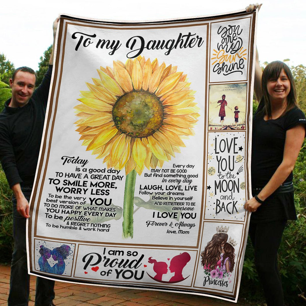 To My Daughter Sunflower Live Your Dream Gift From Mom Fleece Blanket
