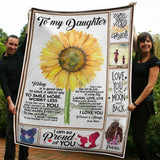 To My Daughter Sunflower Live Your Dream Gift From Mom Fleece Blanket