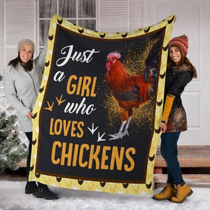 Fleece Blanket Just A Girl Who Loves Chicken Fleece Blanket Print 3D, Unisex, Kid, Adult - Love Mine Gifts
