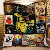 Fleece Blanket In Jesus Name I Play Drum Gift Fleece Blanket Print 3D, Unisex, Kid, Adult - Love Mine Gifts