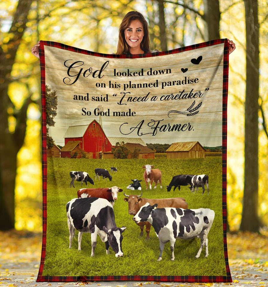 Fleece Blanket So God Made A Farmer Fleece Blanket Print 3D, Unisex, Kid, Adult - Love Mine Gifts