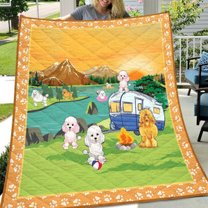 Fleece Blanket Poodle Go Camping Personalized Custom Name Date Fleece Blanket Print 3D, Unisex, Kid, Adult - Love Mine Gifts