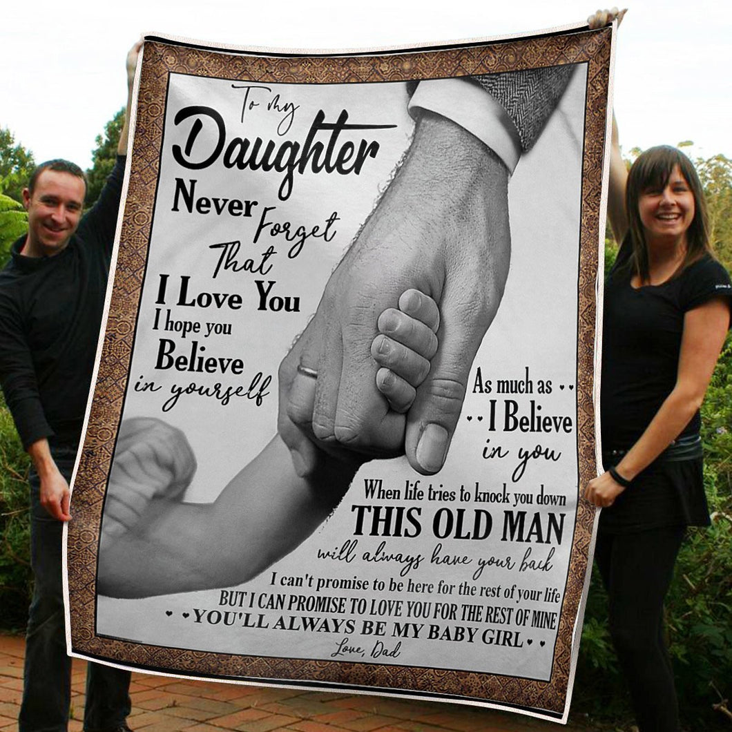 To My Daughter Hand In Hand Always Have Your Back Gift From Dad Fleece Blanket