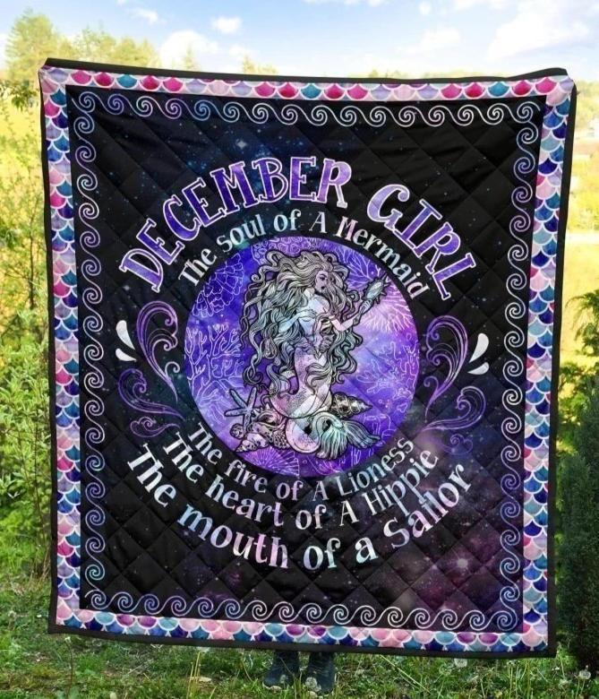 Fleece Blanket December Girl The Soul Of A Mermaid Fleece Blanket Print 3D, Unisex, Kid, Adult - Love Mine Gifts