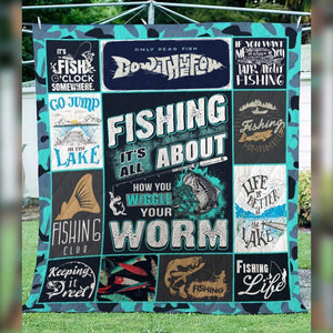 Fleece Blanket Fishing How Your Wiggle Your Worm Fleece Blanket Print 3D, Unisex, Kid, Adult - Love Mine Gifts