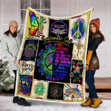 Fleece Blanket September Girl Peace Love Hippie Fleece Blanket Print 3D, Unisex, Kid, Adult - Love Mine Gifts