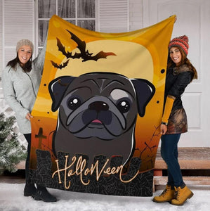 Cute Pug Halloween Gift Fleece Blanket