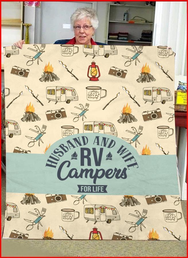 Fleece Blanket Husband And Wife Couple Campers For Life Camping Fleece Blanket Print 3D, Unisex, Kid, Adult - Love Mine Gifts