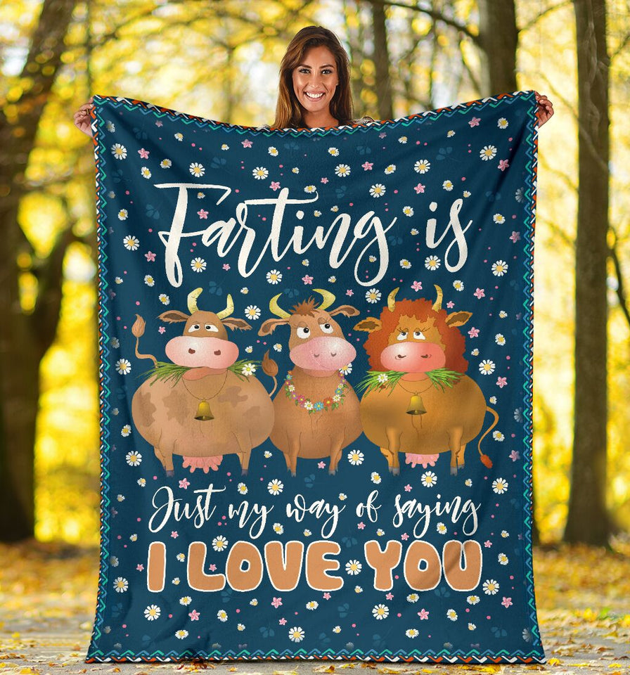 Fleece Blanket Farting Is Cows Just My Way Of Saying I Love You Farmer Fleece Blanket Print 3D, Unisex, Kid, Adult - Love Mine Gifts
