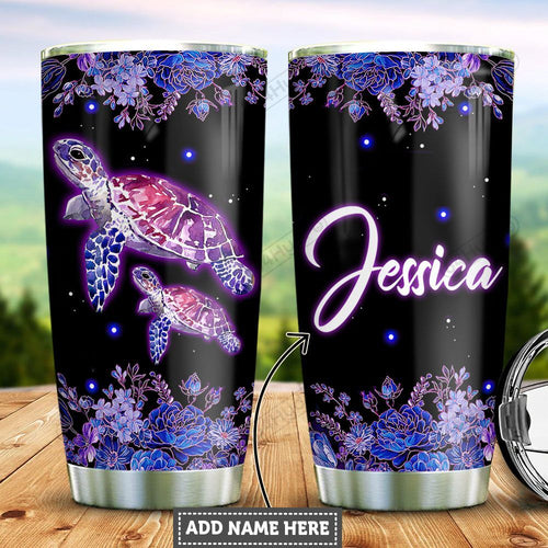 Tumbler Personalized Purple Turtle Ttz1812014 Stainless Steel Tumbler Travel Customize Name, Text, Number, Image - Love Mine Gifts