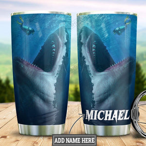 Tumbler Personalized Shark Hlz2112019 Stainless Steel Tumbler Travel Customize Name, Text, Number, Image - Love Mine Gifts