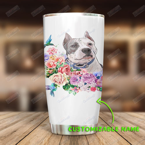 Tumbler Personalized Staffordshire Terrier Flower Ni2112021Dd Stainless Steel Tumbler Travel Customize Name, Text, Number, Image - Love Mine Gifts